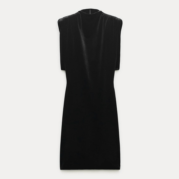 ZARA SHOULDER PAD VELVET DRESS - Picture 8 of 9